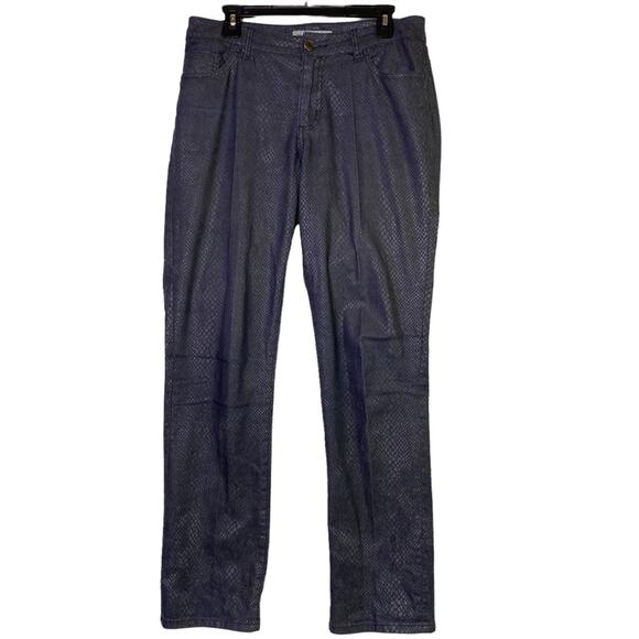 Chico's Platinum Denim Gray Snakeskin Print Cotton Stretch Pants Size 8 - Picture 1 of 6